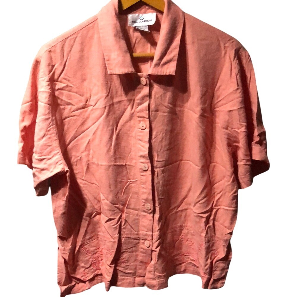 Erin London Peach 🍑‎ Button Down Shirt Lightweight Casual